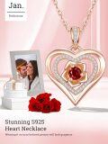 wholesale S925 Sterling Silver & 18K Rose Gold Plated Garnet Birthstone Necklace for Women - Romantic Love Gift for Wife, Girlfriend, Mom, Daughter-0-4