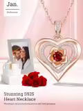 wholesale S925 Sterling Silver & 18K Rose Gold Plated Garnet Birthstone Necklaces Wholesale for Women - Romantic Love Gift for Wife, Girlfriend, Mom, Daughter-0-4