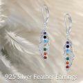 wholesale 925 Sterling Silver Rainbow Feather Chakra Cloud Star Drop Earrings-0-4