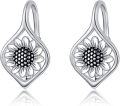 wholesale 925 Sterling Silver Sunflower Moonstone Drop Dangle Lever Back Earrings for Women-0-0