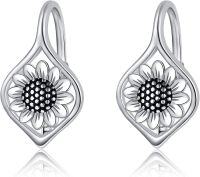 wholesale 925 Sterling Silver Sunflower Moonstone Drop Dangle Lever Back Earrings for Women-Antique Sunflower Earrings