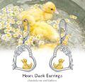 wholesale 925 Sterling Silver Yellow Duck in Heart Shape Drop Earrings for Women Girls Gifts-0-5