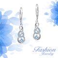wholesale 925 Sterling Silver Infinity Blue Topaz Gemstone Leverback Earrings for Women's -0-1