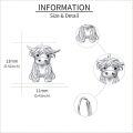 wholesale 925 Sterling Silver Highland Cow Earrings Cute Animal Leverback Drop Dangle Jewelry for Women-0-3