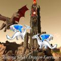 wholesale 925 Sterling Silver Winged Dragon Blue Opal Stud Earrings White Gold Plated-0-1