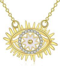 wholesale TOUPOP Evil Eye Necklace 925 Sterling Silver Evil Eye Pendant Necklaces For Women 14k Gold Plated Jewelry Gifts For Women Her Daughter Birthday Christmas Gifts -undefined