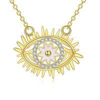 TOUPOP 925 Sterling Silver 14k Gold Plated Evil Eye Pendant Necklace-undefined