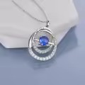 TOUPOP Sterling Silver Sapphire Pendant Necklace September Birthstone-0-5