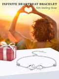 wholesale 925 Sterling Silver Infinity Heart Bracelet with Cubic Zirconia - Mothers Day Gift for Wife or Mom-0-2