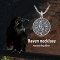 wholesale 925 Sterling Silver Raven Bird Round Medallion Pendant Necklace with Chain for Women and Men Gifts-0-2