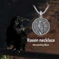 wholesale 925 Sterling Silver Raven Bird Round Medallion Pendant Necklace with Chain for Women and Men Gifts-0-2