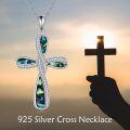 wholesale 925 Sterling Silver Abalone Shell Inlay Infinity Cross Pendant Necklace for Women and Men-0-1