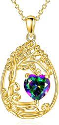 wholesale Sterling Silver Yellow Gold Plated Gemstone Tree of Life Pendant Necklace-0-5