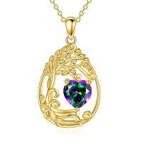 wholesale 925 Sterling Silver Heart Pendant Necklace Wholesale Gold Plated-06-Jun-Alexandrite 2