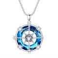 wholesale 925 Sterling Silver Blue Opal Compass Necklace w/ Rose Flower & Sun/Moon-Star Pendants - Crystals Gemstone s for Her-0-0