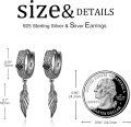 wholesale 925 Sterling Silver Feather Drop Huggie Earrings with Celtic Knots and Black Stone for Men & Women-0-3