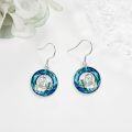 wholesale 925 Sterling Silver Round Crystal Dangle Earrings with Alpaca Design for Women-0-4