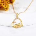 wholesale 14K Gold Diamond Cat Heart Necklace for Women - Mothers Day Gifts-0-1