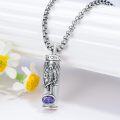 wholesale 925 Sterling Silver Angel Pendant Urn Necklace for Ashes - Christian Memorial Jewelry with Purple Crystal and Funnel Set -0-2