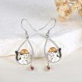 wholesale 925 Sterling Silver Teardrop Cat with Fish Charm Drop Earrings for Women Girls Gifts-0-3