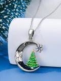 wholesale 925 Sterling Silver Christmas Tree Snowflake Moon Pendant Necklace-0-4