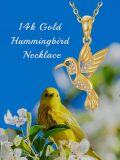 wholesale 14k Gold Hummingbird Necklace for Women Solid Gold Pendant with Cubic Zirconia 18inch Chain-0-4