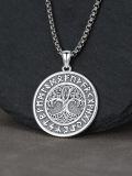 wholesale 925 Sterling Silver Norse Jewelry - Vegv¨ªsir & Tree of Life Compass Pendant with Wolf and Mjolnir Charm -0-2