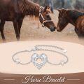 wholesale 925 Sterling Silver Heart-Shaped Double Horse Charm Adjustable Bracelet for Women-0-5