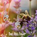 wholesale 925 Sterling Silver Rose & Gold Bee Honeycomb Drop Earrings Gift for Her-0-5
