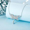 wholesale 925 Sterling Silver Dragonfly Pendant Necklace with Cubic Zirconia - Cute  for Women and Girls Who Love Animals-0-2