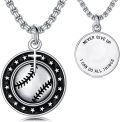 wholesale 925 Sterling Silver Baseball Pendant with Cross and Inspirational Message Necklace for Women & Men-0-0