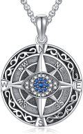 wholesale 925 Sterling Silver Evil Eye Compass Pendant Necklace  for Men Women s-0-0