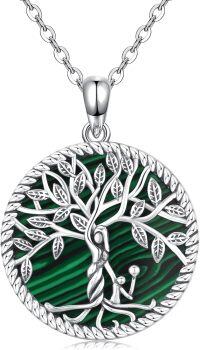 wholesale 925 Sterling Silver Malachite Tree of Life Pendant Necklace with Cross for Women Gift-A-Mom-1-Malachite