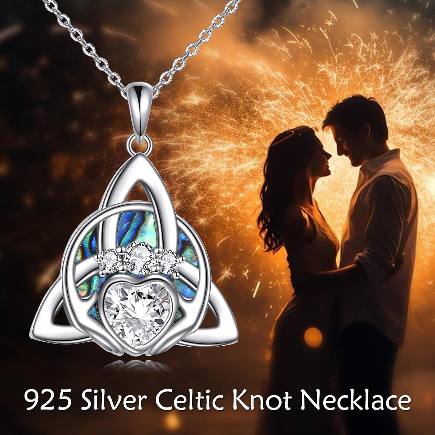 Sterling Silver Celtic Knot Trinity Necklace Irish Good Luck Jewelry-0-4