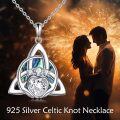 wholesale 925 Sterling Silver Abalone Shell Triquetra Pendant Necklaces for Women Irish Lucky Charm s 43cm Chain Length-0-3