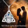 wholesale 925 Sterling Silver Abalone Shell Triquetra Pendant Necklaces Wholesale for Women Irish Lucky Charm s 43cm Chain Length-0-3