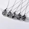 TOUPOP Sterling Silver Onyx Hummingbird Dragonfly Butterfly Snake Octopus Pendant Necklace-0-3