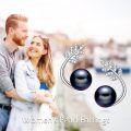 wholesale 925 Silver Black Pearl Leaf Pattern Stud Earrings 15mm, Elegant Gift for Women-0-3