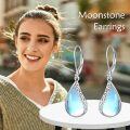 wholesale 925 Sterling Silver Blue Moonstone & Larimar Teardrop Infinity Dangle Leverback Earrings Gift for Women-0-1