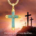 wholesale Gold 925 Sterling Silver Turquoise Inlay Cross Pendant Necklace for Men Religious s-0-5
