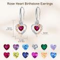 TOUPOP Sterling Silver Garnet Heart Butterfly Earrings-0-4