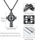 wholesale Black 925 Sterling Silver Celtic Knot Cross Pendant with Black Onyx Gemstone Norse Valknut Amulet Necklace for Men & Women-0-5