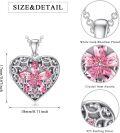 wholesale 925 Sterling Silver Pink Crystal Flower Heart Lockets Pendant Necklaces for Women and Girls with Adjustable Chain (Length: 46-73cm)-0-5