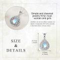 wholesale 925 Sterling Silver Blue Rainbow Moonstone Filigree Teardrop Heart Pendant Necklace for Women-0-2
