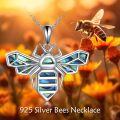 wholesale 925 Sterling Silver Abalone Shell Inlay Honeybee Pendant Necklace for Women Girls  45cm Chain Length-0-1