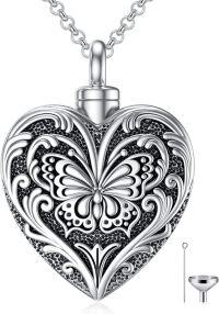 wholesale 925 Sterling Silver Heart Butterfly Cremation Jewelry for Ashes Necklace Women Men Keepsake Memorial Urn Pendant with Funnel and Fill Tool-a-locket only I-Butterfly
