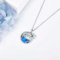 wholesale 925 Sterling Silver Palm Tree and Starfish Pendant Necklace for Women Girls Mothers Day Gift Blue Fire Opal Gemstone Beach Ocean Jewelry 43mm x 68mm-0-2