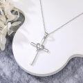 wholesale Sterling Silver Lab Grown Diamond Cross Necklace for Women-0-2