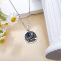 wholesale Silver Synthetic Stone Raven Pendant Crow Round Necklace Gift for Women-0-1