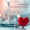 wholesale Gifts For Nurse 925 Sterling Silver Stethoscope Cross Necklace Nurses Birthstone Jewelry Nursing Themed Medicine Nurses Day Christmas Gifts Doctor Medical Student Rn -0-2